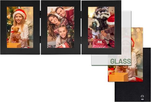 Frametory, 5x7 Double Picture Frame Hinged Photo Frames Two Folding Frame Desktop Glass Frame Vertical (Gray, 5x7 Double) in Saudi Arabia