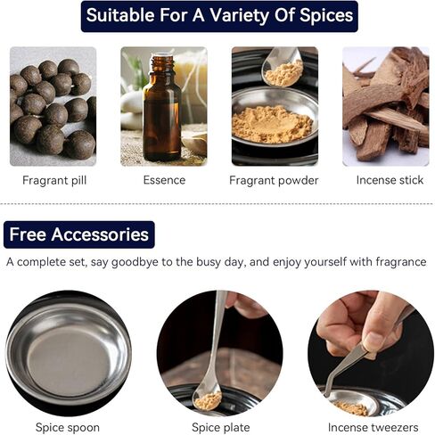 مبخرة كهربائية LED من السيراميك المينا، مصابيح LED مدمجة تحاكي اللهب، تصميم مجوف كلاسيكي وأنيق وراقي in Kuwait