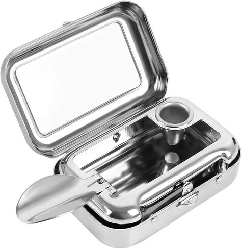 منفضة سجائر صغيرة للجيب مقاومة للرياح مع غطاء من الستانلس ستيل، منفضة سجائر للسيارة في الهواء الطلق (فضي) in Kuwait