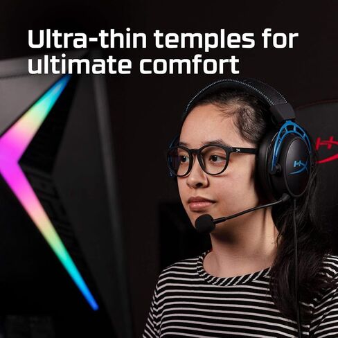 HyperX Spectre Stealth - Gaming Eyewear, Blue Light Blocking Glasses, UV Protection, Acetate Frame, Stainless Steel Temples, Crystal Clear Lenses, Microfiber Bag, Hard Case – Round Small Black in Kuwait