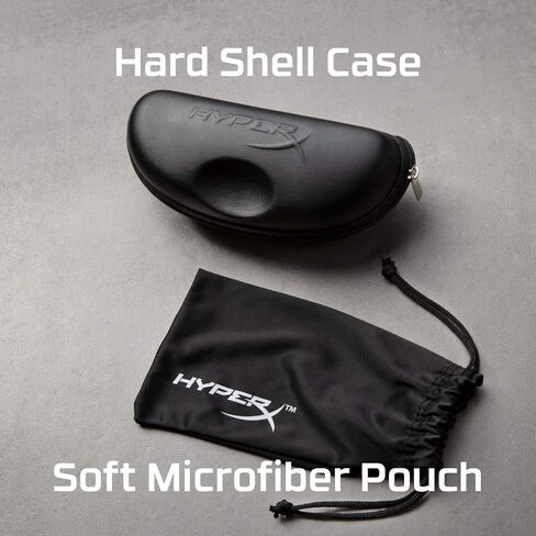 HyperX Spectre Stealth - Gaming Eyewear, Blue Light Blocking Glasses, UV Protection, Acetate Frame, Stainless Steel Temples, Crystal Clear Lenses, Microfiber Bag, Hard Case – Round Small Black in Kuwait