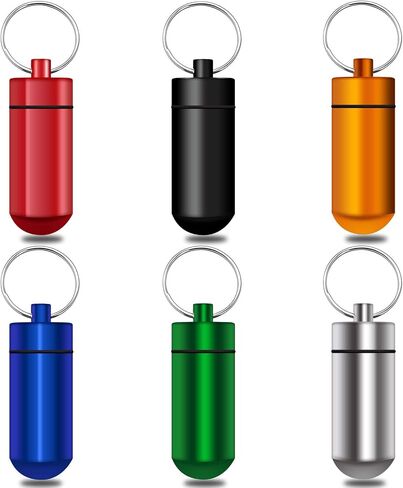 BLMHTWO 6 Pack Keychain Pill Holder Small Pill Box Keychain Portable Waterproof Metal Pill Container Case Holder Organizer Medicine Bottle for Outdoor Camping Travel Pill Keychain in Saudi Arabia