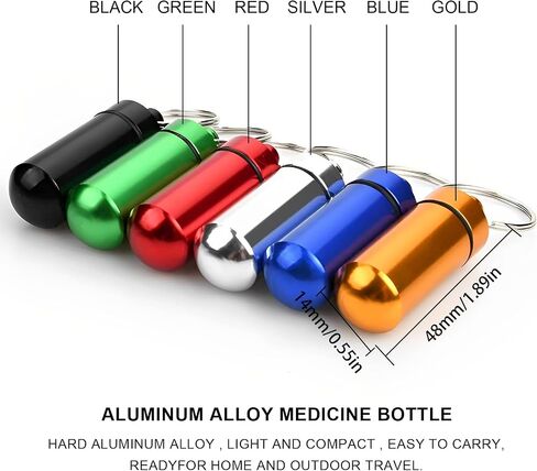 BLMHTWO 6 Pack Keychain Pill Holder Small Pill Box Keychain Portable Waterproof Metal Pill Container Case Holder Organizer Medicine Bottle for Outdoor Camping Travel Pill Keychain in Saudi Arabia