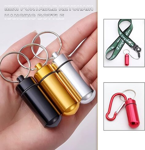 BLMHTWO 6 Pack Keychain Pill Holder Small Pill Box Keychain Portable Waterproof Metal Pill Container Case Holder Organizer Medicine Bottle for Outdoor Camping Travel Pill Keychain in Saudi Arabia