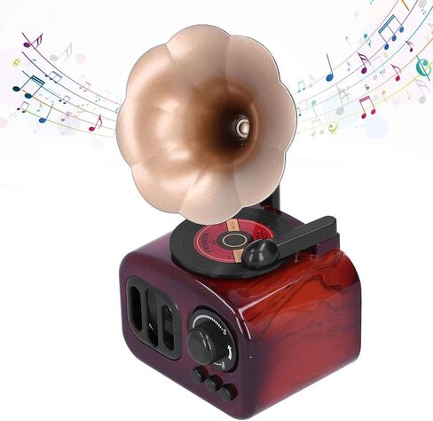 Natudeco Music Box Gramophone Phonographe Gramophone صندوق موسيقى محمول على شكل جراموفون صندوق موسيقى ريترو ستيريو صوت ديكور سطح المكتب هدية للمنزل غرفة المعيشة الممر غرفة النوم in Kuwait