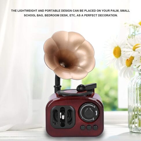Natudeco Music Box Gramophone Phonographe Gramophone صندوق موسيقى محمول على شكل جراموفون صندوق موسيقى ريترو ستيريو صوت ديكور سطح المكتب هدية للمنزل غرفة المعيشة الممر غرفة النوم in Kuwait