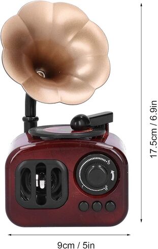 Natudeco Music Box Gramophone Phonographe Gramophone صندوق موسيقى محمول على شكل جراموفون صندوق موسيقى ريترو ستيريو صوت ديكور سطح المكتب هدية للمنزل غرفة المعيشة الممر غرفة النوم in Kuwait