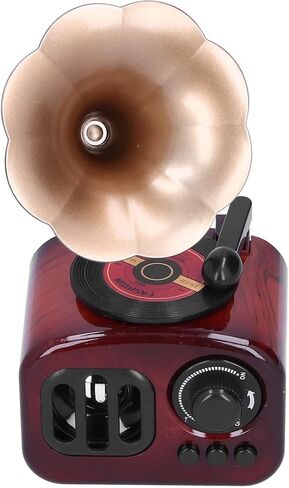 Natudeco Music Box Gramophone Phonographe Gramophone صندوق موسيقى محمول على شكل جراموفون صندوق موسيقى ريترو ستيريو صوت ديكور سطح المكتب هدية للمنزل غرفة المعيشة الممر غرفة النوم in Kuwait