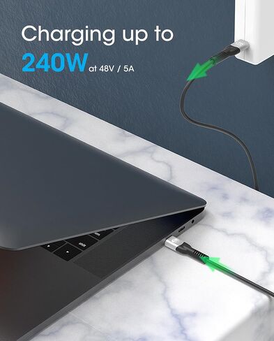 كابل مانهاتن USB 4 - 6.6 قدم - سلك USB C للشحن السريع 240 وات، نقل بيانات عالي السرعة 40 جيجابت في الثانية، يدعم شاشة 8K HD، مضفر - ضمان Mfg لمدة 3 سنوات - متوافق مع Thunderbolt 4، USB4 - 356381 in Kuwait