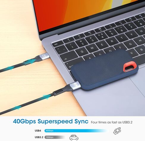 كابل مانهاتن USB 4 - 6.6 قدم - سلك USB C للشحن السريع 240 وات، نقل بيانات عالي السرعة 40 جيجابت في الثانية، يدعم شاشة 8K HD، مضفر - ضمان Mfg لمدة 3 سنوات - متوافق مع Thunderbolt 4، USB4 - 356381 in Kuwait