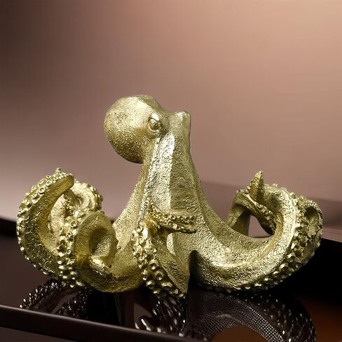Gold Octopus Vintage Statue Sculpture Frgurine Gift for Home Office Living Room Desktop Display Decor Decorative in Saudi Arabia