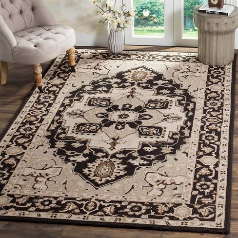 سجادة SAFAVIEH Chelsea Collection - 2'6" x 4'، أحمر وعاجي، صوف ريفي فرنسي معلق يدويًا، مثالية للمناطق ذات حركة المرور العالية في المدخل، وغرفة المعيشة، وغرفة النوم (HK709A) in Saudi Arabia