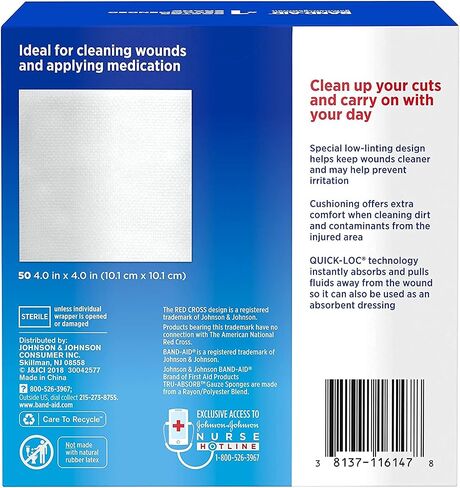 BAND-AID® Brand TRU-ABSORB™ Gauze Sponges 4X4IN, 50 Count in Saudi Arabia