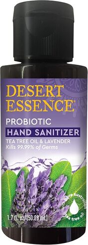 معقم اليدين بروبيوتيك من Desert Essence - زيت شجرة الشاي واللافندر - 1.7 أونصة سائلة - ناعم ومرطب - محمول in Kuwait