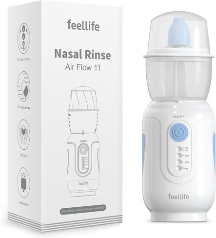 Nasal Irrigation System for Kids and Adults - Electric Neti Pot Nasal Irrigator for Saline Rinse Sinus Infection Treatment, 4 Adjustable Modes, Portable Sinus Rinse Kit (Blue) in Saudi Arabia