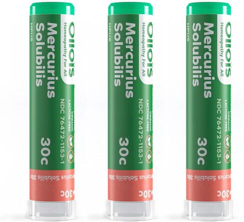 OLLOIS Mercurius Solubilis 30c Organic, Lactose-Free, Kosher Homeopathic Medicine, 80 Pellets (Pack of 3) in Saudi Arabia
