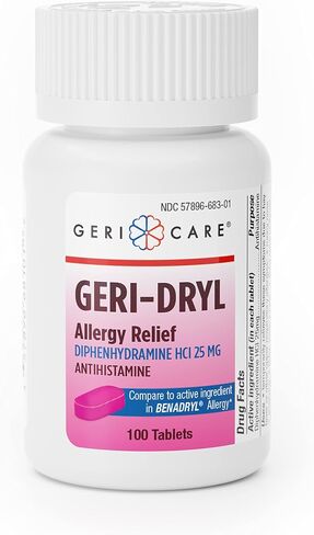 Allergy Relief OTC for Benadryl Ultratabs Diphenhydramine HCL Antihistamine 25mg by Geri-Dryl OTC for Benadryl Ultratabs in Saudi Arabia