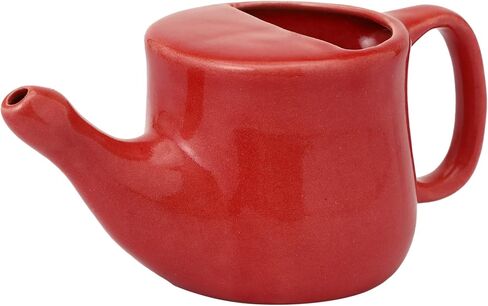 HealthGoodsIn Ceramic Neti Pot, Spill Proof with 5 Sachet Neti Salt - Red Color, Holds 250 ML (8.4 FL Oz) in Saudi Arabia