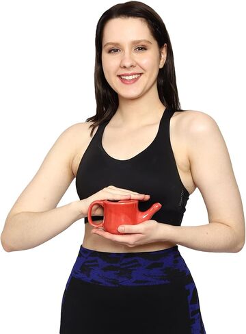 HealthGoodsIn Ceramic Neti Pot, Spill Proof with 5 Sachet Neti Salt - Red Color, Holds 250 ML (8.4 FL Oz) in Saudi Arabia