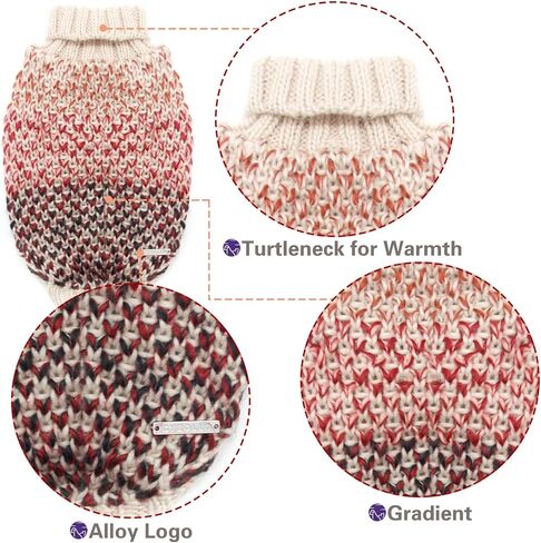 cyeollo Small Dog Sweater Turtleneck Knitted Dog Sweaters Soft Knitwear Gradient Color Classic Warm Winter Dog Clothes for Dogs Cats Apparel in Kuwait