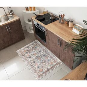 Keen Home Design Machine Washable Area Rugs with Non-Slip Backing, Ideal for Hallway, Living Room, Bedroom, Kitchen and Laundry Room, Vintage Moroccan and Low Pile Rug (2' x 3') in Kuwait