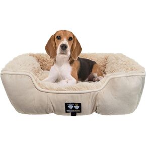 سرير كلاب بوستر من بيسي اند بارني - سرير كلب من الفرو الصناعي المخملي الممتاز - سرير كلب ناعم مستطيل - سرير مهدئ للكلاب - متين وقابل للغسل - متعدد in Kuwait