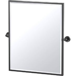Gatco 4639XFSM Glam Framed Rectangle Mirror, 25 Inch, Matte Black / 25" H x 23.63" W Wall Mounted Pivoting Beveled Rectangle Bathroom Vanity Mirror with Matte Black Frame and Brackets in Saudi Arabia