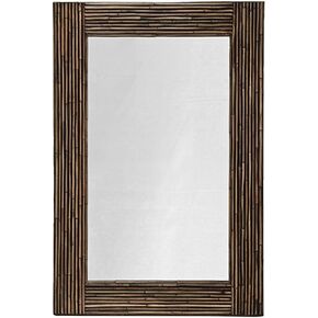 مرآة الحائط كوبو، بتصميم مستطيل بتصميم راتان استوائي، مقاس 60.96 سم × 91.44 سم، لون أسود in Kuwait