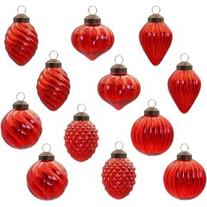 Mercury Glass Christmas Ball Antiqued Ornaments Holiday Decor Silver Color Small Series(12 Pieces)
