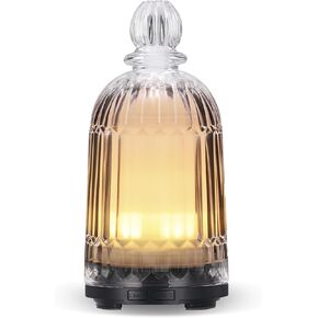 Glass Essential Oil Diffuser, Cool Mist Humidifier Ultrasonic Aromatherapy Diffuser with 7 LED Color Changing Light, Auto Shut-Off Safety for Home Office Spa, 120ml(Black Base) in Saudi Arabia