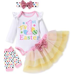fioukiay Newborn Baby Girl Easter Skirt Sets Infant 1st Easter Day Outfit Clothes Clothing Sets in Kuwait