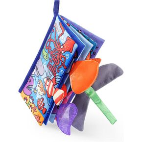 Jollybaby Soft Baby Cloth Books, Crinkle Tail Book, Sensory Teething Books for Babies, Infants & Toddler, Early Children Development Interactive Baby Girl & Boy Toys Gift(Ocean) in Kuwait