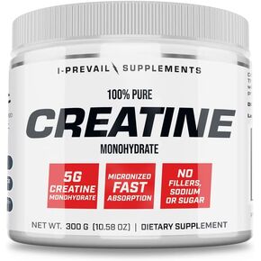 I-Prevail Supplements 100% Pure Creatine Monohydrate Powder Micronized – No Fillers – No Sodium – No Sugar | 5 Grams per Serving | 300 Grams – 60 Servings in Saudi Arabia