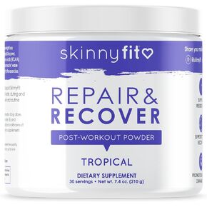 SkinnyFit Repair & Recover 30 حصة: مسحوق BCAA للنساء، أحماض أمينية متفرعة السلسلة، مكمل ما قبل التمرين بعد التمرين لدعم القدرة على التحمل، يساعد في تعافي العضلات، نكهة استوائية in Kuwait