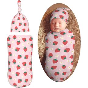 Blak White Panda Bear Pattern Newborn Swaddle Blankets Hat Sets Soft Baby Receiving Blanket Swaddle Sack for Baby Shower Infant Boy Girl Gift in Kuwait