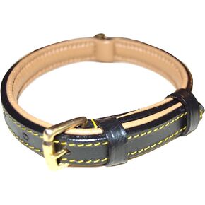 Leather Padded Dog Collar, Large Tan with Teal Padding, Real Genuine Leather, 24" Long x 1.5" Wide, Neck Size 18" to 21"