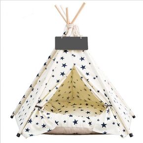 Dog Teepee Cat Tents Pet Tipi Puppy Portable Houses with Thick Cushion (Size fits 15kg/33lbs (Pets)) in Kuwait