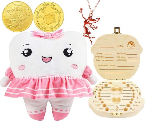 فيريميري ماكيرينج هدايا جنية الاسنان للبنات، صندوق جنية الاسنان للبنات، وسادة جنية الاسنان، عملات معدنية للبنات، وسادة اسنان جنية للبنات، وسادة اسنان لجنية الاسنان للبنات in Kuwait