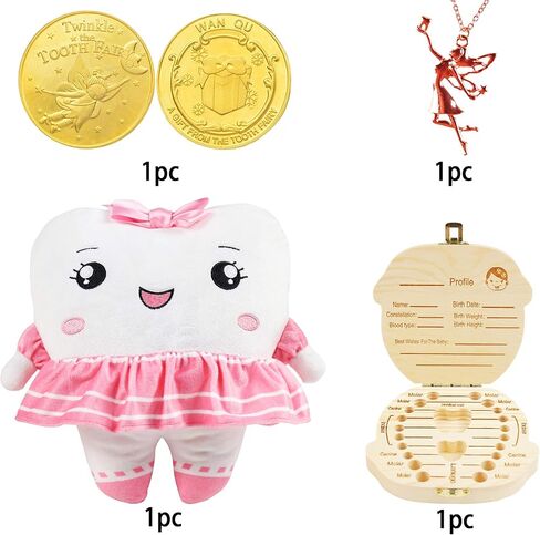 فيريميري ماكيرينج هدايا جنية الاسنان للبنات، صندوق جنية الاسنان للبنات، وسادة جنية الاسنان، عملات معدنية للبنات، وسادة اسنان جنية للبنات، وسادة اسنان لجنية الاسنان للبنات in Kuwait