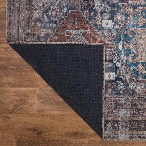 سجاد منطقة قابل للغسل في الغسالة من Keen Home Design مع ظهر مانع للانزلاق، مثالي للممر وغرفة المعيشة وغرفة النوم والمطبخ وغرفة الغسيل، سجادة مغربية عتيقة ومنخفضة الوبر (2 × 3 بوصات) in Kuwait