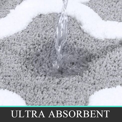 Pauwer Bathroom Rugs Sets 3 Pieces, Non-Slip Microfiber Shaggy Bath Mat, Soft Plush Absorbent Bath Rugs, Perfect Plush Bathroom Mat for Bathroom, Machine Washable, Grey in Kuwait