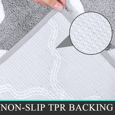 Pauwer Bathroom Rugs Sets 3 Pieces, Non-Slip Microfiber Shaggy Bath Mat, Soft Plush Absorbent Bath Rugs, Perfect Plush Bathroom Mat for Bathroom, Machine Washable, Grey in Kuwait