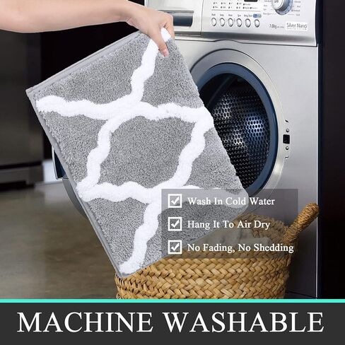 Pauwer Bathroom Rugs Sets 3 Pieces, Non-Slip Microfiber Shaggy Bath Mat, Soft Plush Absorbent Bath Rugs, Perfect Plush Bathroom Mat for Bathroom, Machine Washable, Grey in Kuwait