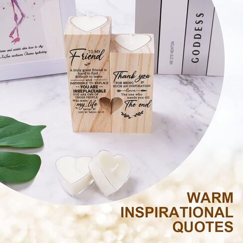 AOMIG Heart Wooden Candlestick Holders to My Bestie Best Friends Mom Gifts for Women Mom Girls Sister Friendship Birthday Party Mother Father Gifts Candle Holder in Kuwait