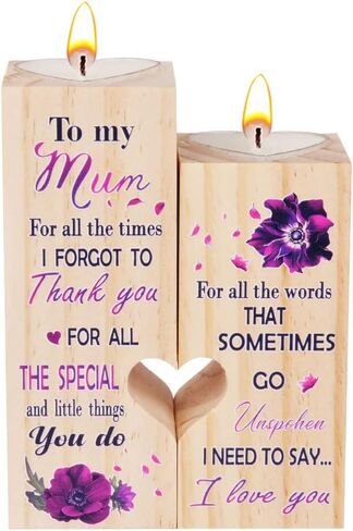AOMIG Heart Wooden Candlestick Holders to My Bestie Best Friends Mom Gifts for Women Mom Girls Sister Friendship Birthday Party Mother Father Gifts Candle Holder in Kuwait