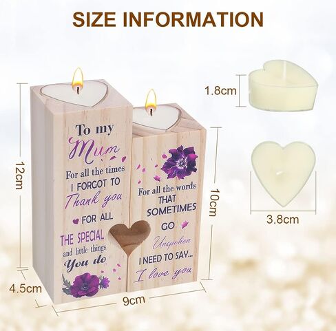 AOMIG Heart Wooden Candlestick Holders to My Bestie Best Friends Mom Gifts for Women Mom Girls Sister Friendship Birthday Party Mother Father Gifts Candle Holder in Kuwait