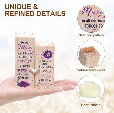 AOMIG Heart Wooden Candlestick Holders to My Bestie Best Friends Mom Gifts for Women Mom Girls Sister Friendship Birthday Party Mother Father Gifts Candle Holder in Kuwait