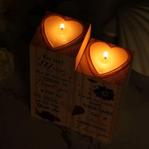 AOMIG Heart Wooden Candlestick Holders to My Bestie Best Friends Mom Gifts for Women Mom Girls Sister Friendship Birthday Party Mother Father Gifts Candle Holder in Kuwait