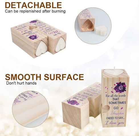 AOMIG Heart Wooden Candlestick Holders to My Bestie Best Friends Mom Gifts for Women Mom Girls Sister Friendship Birthday Party Mother Father Gifts Candle Holder in Kuwait