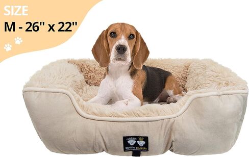 سرير كلاب بوستر من بيسي اند بارني - سرير كلب من الفرو الصناعي المخملي الممتاز - سرير كلب ناعم مستطيل - سرير مهدئ للكلاب - متين وقابل للغسل - متعدد in Kuwait